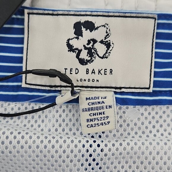 Ted Baker Swimming Trunks NEW Men's 3 (34) Blue Horizontal Stripe NWT 4" Inseam - Picture 12 of 15